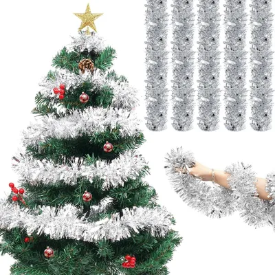Obrázok produktu pre Strieborné girlandy z PVC, 5 x 2 metre, vhodné na vianočnú výzdobu