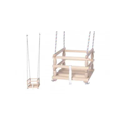 Produktbild von Hängende Garten Holz Schaukel mit Sicherheitsbügel 33x30 cm für Kinder ab 6 Monaten