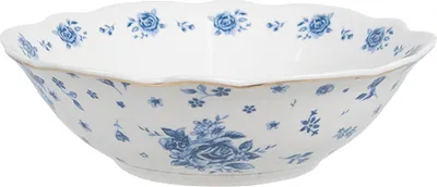 Produktbild von Clayre & Eef Schale 350 ml Weiß Blau Porzellan Rosen