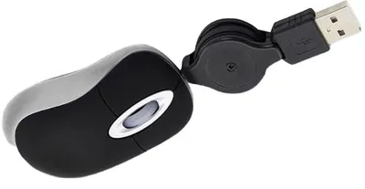 Produktbild von Mini kleine Reise optische Maus tragbare Maus mit ausziehbarem USB-Kabel geeignet für PC Desktop-Computer Büro Geschäftshaus Laptop-Computer schwarz