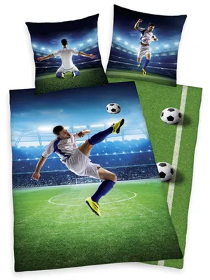 Produktbild von Herding Young Collection Fußbal Renforcè Bettwäsche 80/80 cm + 135/200 cm mit Reißverschluss