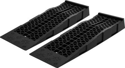 Image de Rampes d'accès voiture - Rampes de service pour charges lourdes - Lot de 2 - 5000 kg de charge - Profil bas - Plastique PP - 69,8×20×7,8 cm - Noir