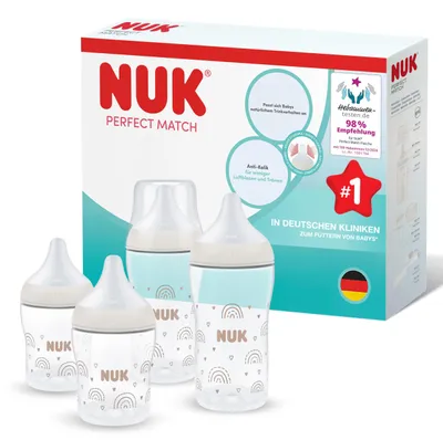 Image de Biberons NUK Perfect Match | Pour bébés de 0 à 3 mois et plus | 150 ml et 260 ml | Biberons anti-coliques pour bébé