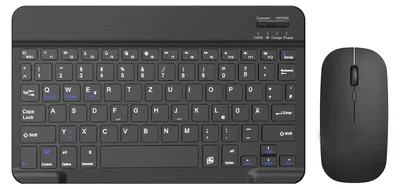 Obrázok produktu pre Bezdrôtová Bluetooth klávesnica a myš. Ultraplochá bezdrôtová klávesnica s nemeckým rozložením QWERTZ a myšou, určená pre tablety a ďalšie zariadenia s operačnými systémami iOS, Android a Windows