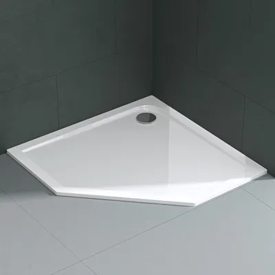 Produktbild von Mai & Mai Duschwanne Duschtasse Faro in weiß inkl. Ablaufgarnitur 01, Form: Fünfeckig, BTH: 90x90x4cm