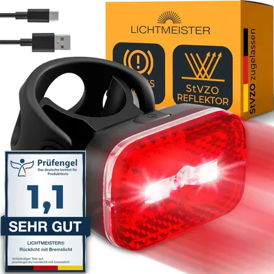 Productafbeelding van Achterlicht met reflector en remlichtfunctie, fietsachterlicht goedkeuring, LED