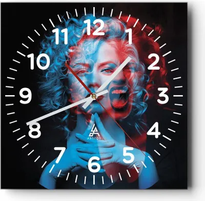 Produktbild von Wanduhr - Quadrat - Glasuhr - Schwarz Frau Emotionen - 40x40cm - Schleichendes Uhrwerk - Lautlos - zum Aufhängen bereit - Dekoration Modern - Wanddekoration aus Glas - C4AC40x40-4472