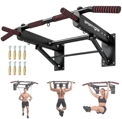 Productafbeelding van SPORTNOW Opklapbare pull-up stang met antislip handgrepen, zwart