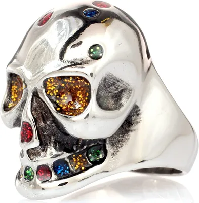 Produktbild von Karisma Edelstahl 316L Ring -Totenkopf skull mit Bunten Farben - Hoch Poliert - SRGL-001