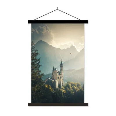 Produktbild von MuchoWow® Textilposter Natur - Schloss - Berg - Neuschwanstein 40x60 cm mit schwarzem Rahmen - Wanddekorationen