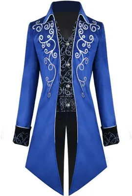Produktbild von Herren Frack Steampunk Kostüm Gotischer Eleganter viktorianischer Stil Surdut Blau L