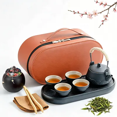 Gongfu-Teeset, 10-teilig, Porzellan, 230 ml Teekanne, 4 Tassen, 45 ml