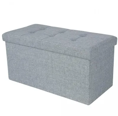 Produktbild von Hocker mit Stauraum, hellgrau, 76x38x38cm