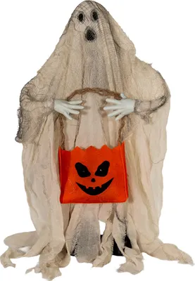 Produktbild von Scary Geist Halloween Animatronic mit Kürbistasche 90cm