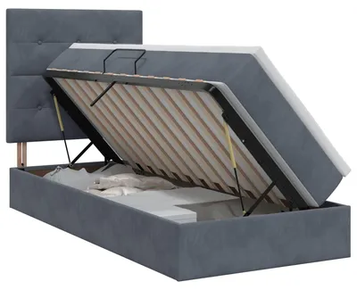 Image de Lit coffre avec matelas gris foncé 100 x 200 cm velours