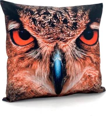 Produktbild von heimtexland ® Dekokissen Bezug Winter Tiere Foto Digitaldruck Kuschelige Velour Kissenhülle 40x40 Deko Kissen Typ831 Eule