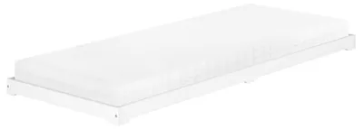 Produktbild von Weißes Flachbett extra niedriges Holzbett in Überlänge 90x220 Kiefer V-60.47W-09-220Rollrost und Matratze inkl.