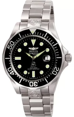 Obrázek produktu pro Invicta Grand Diver 3044 Pánské Hodinky - Automatické Hnutí - Nerezová Ocel s Černým Ciferníkem - 47 mm