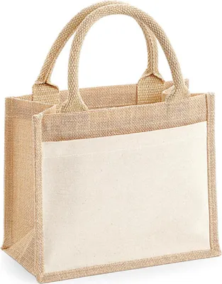Immagine prodotto di Westford Mill W425 | Borsa regalo tascabile in iuta di cotone 26 x 22 x 14 cm - Colore: Naturale - Taglia: Unica