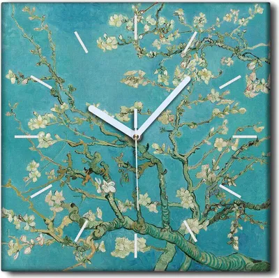 Produktbild von Coloray Uhr auf Leinwand 30x30 cm Wand Uhr Dekoration Wohnzimmer Segeltuch weiße Zeiger -Van Gogh Vintage.
