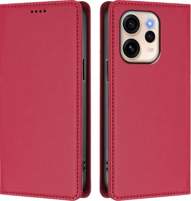 Immagine prodotto di Custodia in pelle per Oppo Reno15 Pro, custodia magnetica in Finto cuoio con supporto Rosso