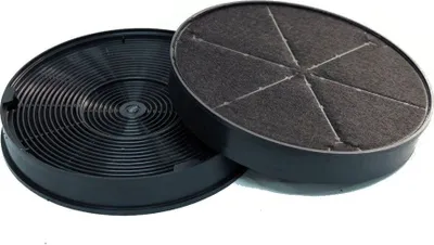 Two charcoal filters for a range hood are shown against a white background.