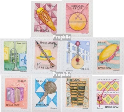 Produktbild von Briefmarken Brasilien 2002 Mi 3247BA-3256BA (kompl.Ausg.) postfrisch Freimarken Musikinstrumente
