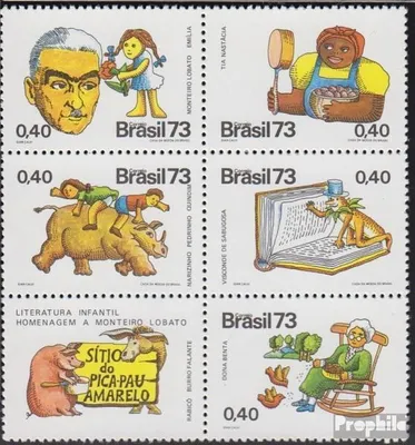Produktbild von Briefmarken Brasilien 1973 Mi 1396-1400 Sechserblock (kompl.Ausg.) postfrisch J. Monteiro Lobato
