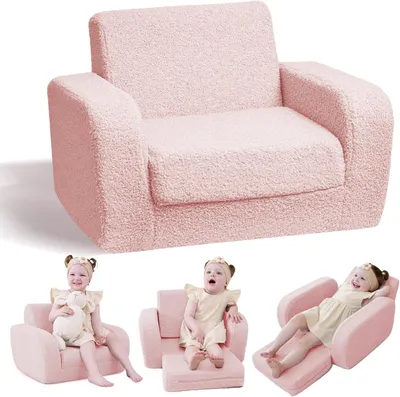 Produktbild von Kindersofa Bett, 3-in-1, rosa, ergonomische Kinderstühle für 1 Jahr, für Spielzimmer