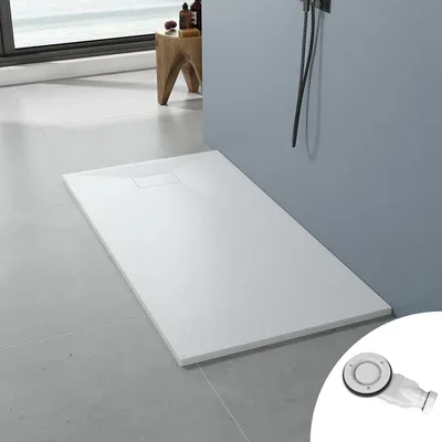 Produktbild von AQUABATOS Duschwanne 160x80x2,6 cm weiß, rutschfeste Duschtasse aus SMC, zuschneidbar mit Abflussgarnitur