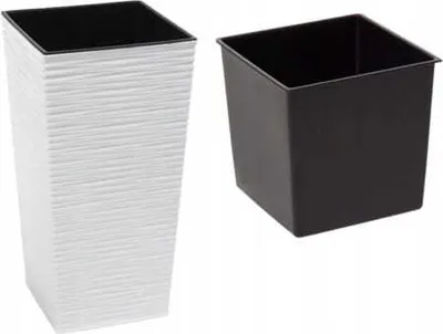 Zdjęcie produktu dla Doniczka kwadratowa wysoka dłuto 19x36cm Biała + wkład
