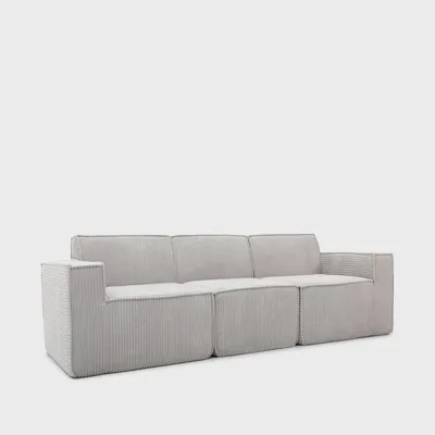 Zdjęcie produktu dla HOMLA Sofa modułowa LYKKE 3-osobowa jasnoszara piankowa sztruksowa 263x88x73 cm