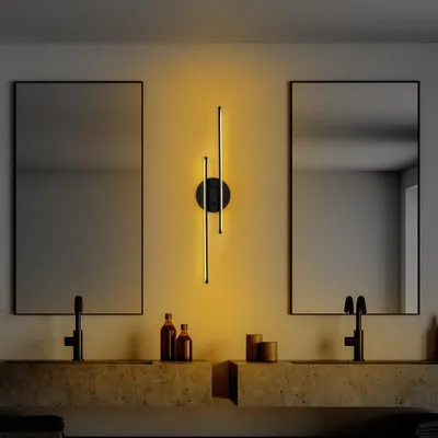 Image de Applique murale Lampe en métal noir - 17 x 86 x 5 cm - LED intégrée 16W 3000K - IP20