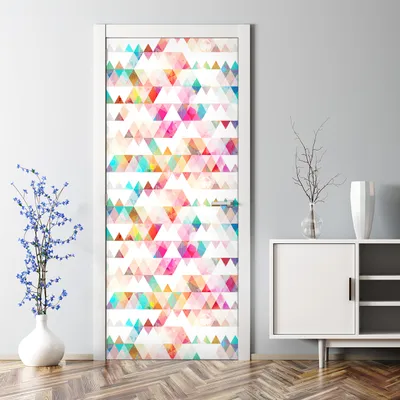 Produktbild von Dekorative Abnehmbarer Wandsticker Türtapete selbstklebend Pastellfarbene Fischgrätmuster 70 x 200 cm