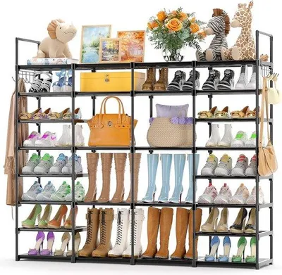 Produktbild von Famanu Schuhregal mit 8 Ebenen für 62-66 Paar Schuhe - stapelbar für Schlafzimmer
