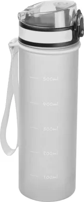 Produktbild von Trinkflasche aus Tritan mit Messskala und Trageschlaufe / 500ml / Farbe: weiß