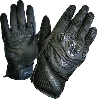Image de Gants de moto MUGENRACE à perforations multiples, noirs, XL