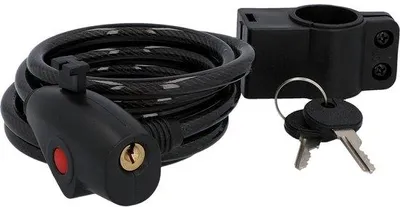 Zdjęcie produktu dla Ibenzoa® Zamek spiralny do roweru, 180 cm, średnica 8 mm, 2 klucze i uchwyt do ramy – 300 g, do rowerów i rowerów elektrycznych