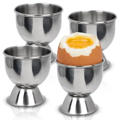 Immagine prodotto di Excellent Houseware | Portauovo 4 pz. - in acciaio inox - 4,5 cm - Lavabile in lavastoviglie