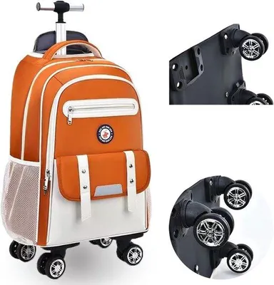 Productafbeelding van Kinder trolley rugzak voor meisjes 18 inch koffer met wieltjes