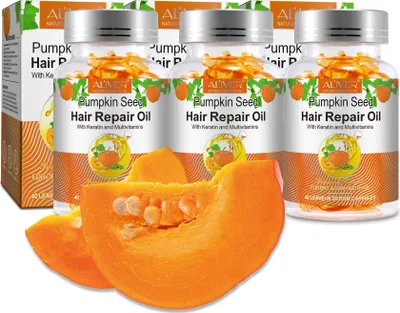 Produktbild von Haaröl Kürbiskernöl Haarwachstum Haarpflege Haarverdichtung in Kapseln Bio Vegan, 3x 40 kapseln