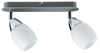 Image de 600.77.LED  Paulmann Plafonnier Spot Wolba 2x4W LED GU10 230V Chrome mat Métal/Verre