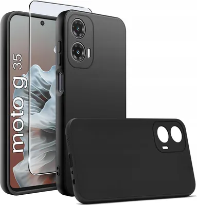 Zdjęcie produktu dla Etui do Motorola Moto G35 5G silikonowe MATOWE CZARNE + Szkło ochronne 9H