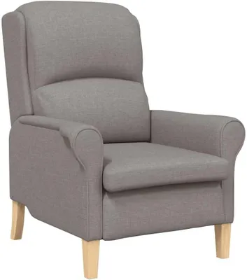 Produktbild von Taupefarbener Stoff-Loungesessel, 76 x 94 x 102 cm, mit Holzbeinen – moderner Lesesessel für Wohnzimmer, Schlafzimmer und Balkon