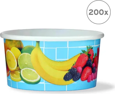 Produktbild von 200 x Eisbecher, Eis- Pappbecher, Früchtebecher mit 160 ml Füllvolumen