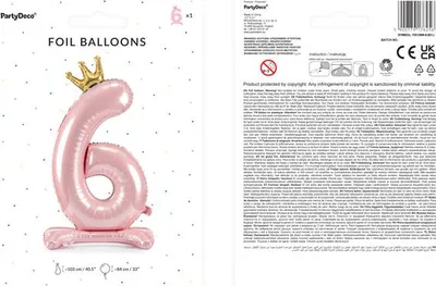 Produktbild von Folien-Standballon Zahl "6", 84 cm, hellrosa