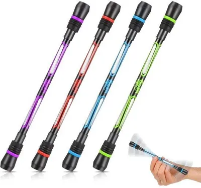 Image de Stylos Fidget Spinner - Lot de 4 - 0,5 mm - Stylos Fidget - Amélioration de l'équilibre - Antidérapants - Pour les étudiants et le bureau