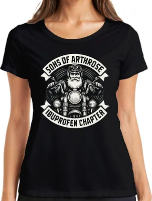 Zdjęcie produktu dla Sons of Arthrosis Ibuprofen Chapter Biker Motorbike Grandpa Gift Ladies T-Shirt, Czarny, L