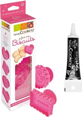 Produktbild von Set aus 4 Ausstechformen mit Schieber für Kekse + Icing schwarzen Stift