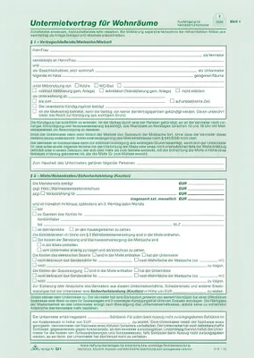 Produktbild von RNK Untermietvertrag DIN A4 SD für Wohnräume
